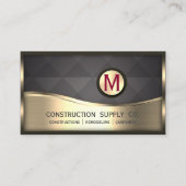 Moderne bouwmonogram LOGO Black Gold Metal Visitekaartje (Voorkant)