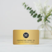 Moderne bouwmonogram LOGO Black Gold Metal Visitekaartje (Staand voorkant)
