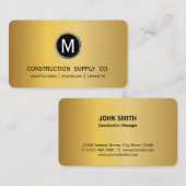 Moderne bouwmonogram LOGO Black Gold Metal Visitekaartje (Voorkant / Achterkant)