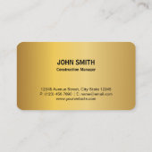 Moderne bouwmonogram LOGO Black Gold Metal Visitekaartje (Achterkant)