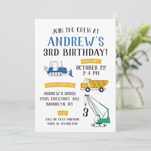 Moderne bouwplaats - uitnodiging op zaterdag (Staand voorkant)