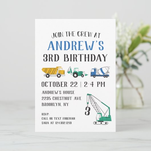 Moderne bouwplaats - uitnodiging op zaterdag (Staand voorkant)