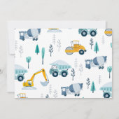 Moderne bouwplaats Vrachtwagen Verjaardag uitnodig Kaart (Achterkant)