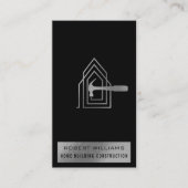 Moderne Bouwstijl Zwart Zilver Woonhuis Lux Visitekaartje (Voorkant)