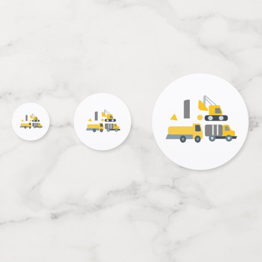 Moderne bouwveer Birthday Big One Confetti (Voorkanten)