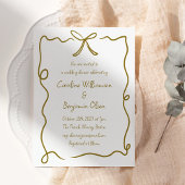 Moderne Bow Border Goud Handgeschreven Trouwdouche Kaart