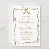 Moderne Bow Border Goud Handgeschreven Trouwdouche Kaart (Voorkant)