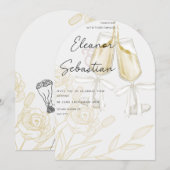 Moderne Bow Bruids Brunch Nodig Minimale Champagne Kaart (Voorkant / Achterkant)