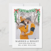 Moderne Bow-foto Getrouwd & Heldere Kerst Feestdagenkaart (Voorkant)