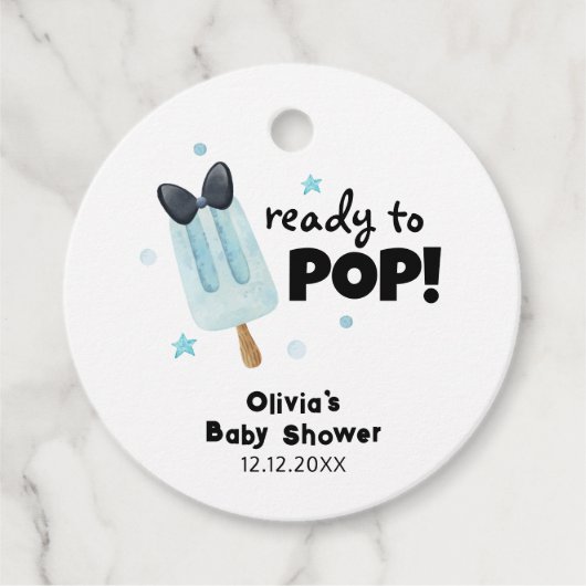 Moderne Bow Ice Cream klaar voor Pop Baby shower Bedankjes Labels (Voorkant)