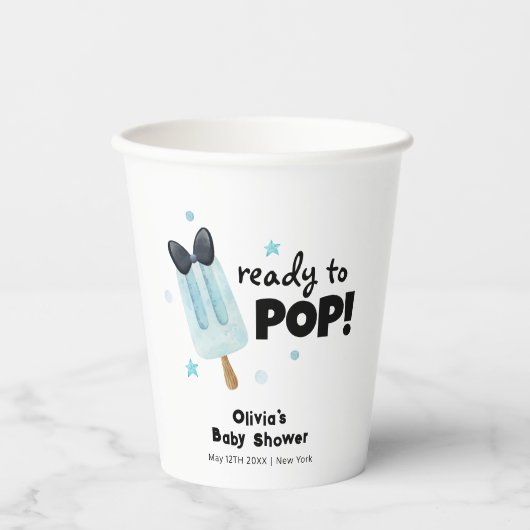 Moderne Bow Ice Cream klaar voor Pop Baby shower Papieren Bekers (Voorkant)