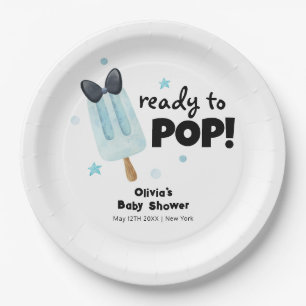 Moderne Bow Ice Cream klaar voor Pop Baby shower Papieren Bordje