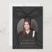 Moderne Bow Photo Graduation Party Save the Date Aankondiging (Voorkant)