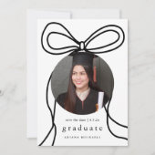 Moderne Bow Photo Graduation Party Save the Date Aankondiging (Voorkant)