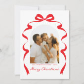 Moderne Bow Photo Merry Christmas Arch Feestdagenkaart (Voorkant)
