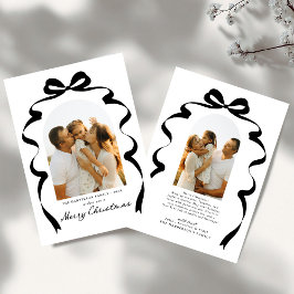 Moderne Bow Photo Merry Christmas Arch Feestdagenkaart