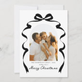 Moderne Bow Photo Merry Christmas Arch Feestdagenkaart (Voorkant)