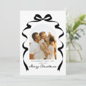 Moderne Bow Photo Merry Christmas Arch Feestdagenkaart (Staand voorkant)