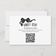 Moderne Bow RSVP kaart met QR code