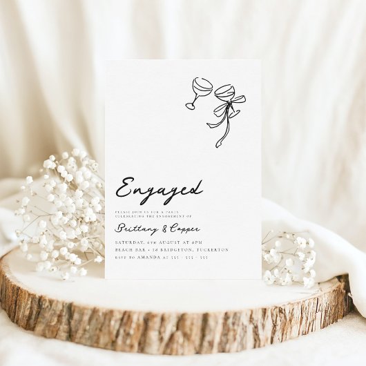 Moderne Bow Scribble Hand getrokken verlovingsfees Kaart