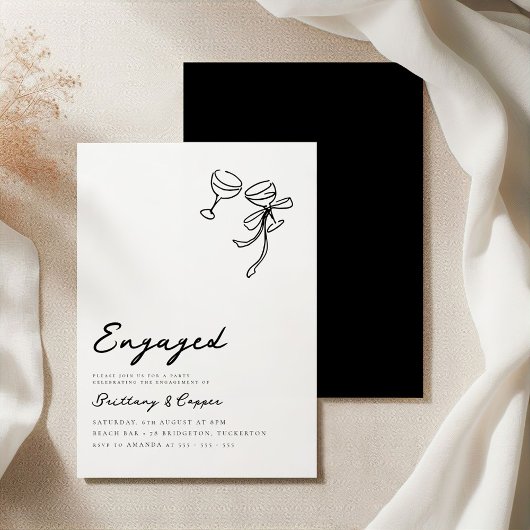 Moderne Bow Scribble Hand getrokken verlovingsfees Kaart