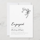 Moderne Bow Scribble Hand getrokken verlovingsfees Kaart (Voorkant)