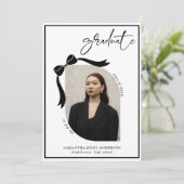 Moderne Bow Script Foto Afstudeerfeest Kaart (Staand voorkant)