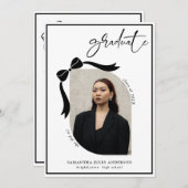 Moderne Bow Script Foto Afstudeerfeest Kaart (Voorkant / Achterkant)