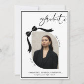 Moderne Bow Script Foto Afstudeerfeest Kaart (Voorkant)