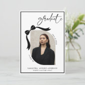 Moderne Bow Script Foto Afstudeerfeest Kaart (Staand voorkant)