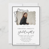 Moderne Bow Script Foto Afstudeerfeest Kaart (Achterkant)