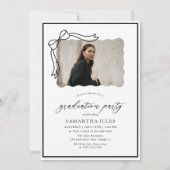 Moderne Bow Script Foto Afstudeerfeest Kaart (Achterkant)