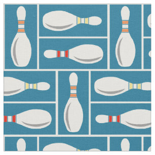 Moderne Bowl/Bowling Pins op blauw Stof