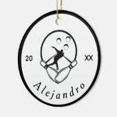 Moderne Bowler Pins & Ball Design Custom Name Year Keramisch Ornament (Links)