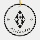 Moderne Bowling Pin Design Black White - aangepast Keramisch Ornament (Voorkant)