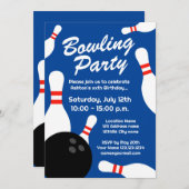 Moderne bowling verjaardagsfeest uitnodiging templ (Voorkant / Achterkant)