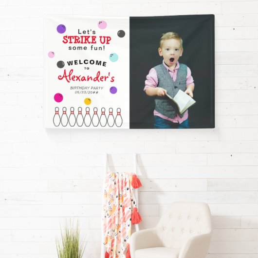 Moderne Bowling Verjaardagsfeestje Welkomstbord Ba Spandoek (Insitu)