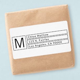 Moderne box Monogram b&w-retouradres Etiket