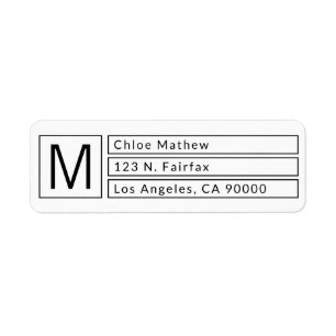 Moderne box Monogram b&w-retouradres Etiket