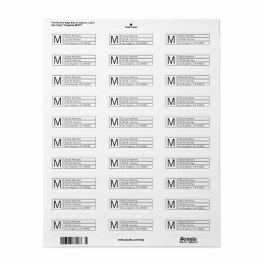 Moderne box Monogram b&w-retouradres Etiket (Full Sheet)