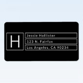 Moderne box Monogram zwart-wit retouradres Etiket