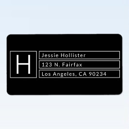 Moderne box Monogram zwart-wit retouradres Etiket