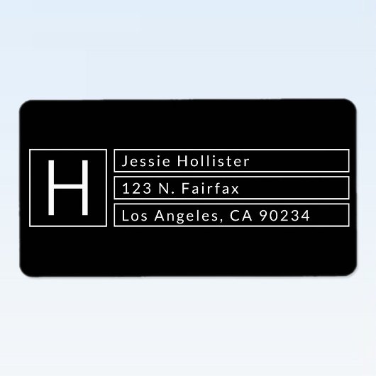 Moderne box Monogram zwart-wit retouradres Etiket