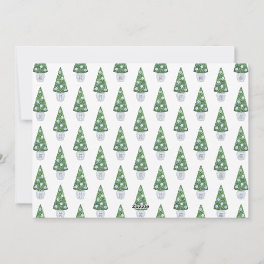 Moderne Boxwood Topiary Ginger Jars Vrolijk Kerstf Feestdagenkaart (Achterkant)