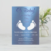 Moderne Boy Oh Baby shower Voetafdruk Kaart (Staand voorkant)