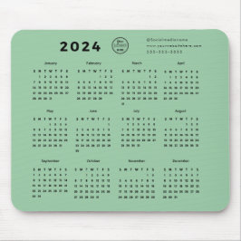 Moderne Branded Mint Green 2024 Kalender Promo Log Muismat