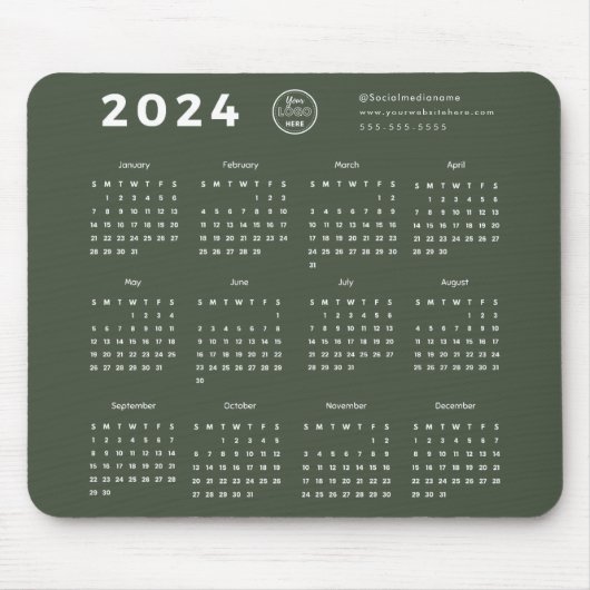 Moderne Branding Bos Groen 2024 Kalender Logo Muismat (Voorkant)