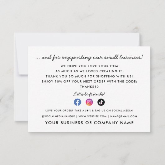 Moderne branding Kleine Bedrijfs Orde Verpakking Bedankkaart (Achterkant)
