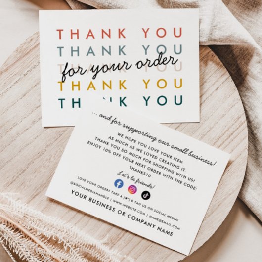 Moderne branding Kleine Bedrijfs Orde Verpakking Bedankkaart