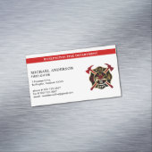 Moderne brandweerman aangepaste brandweer Logo Magnetisch Visitekaartje (Voorbeeld)